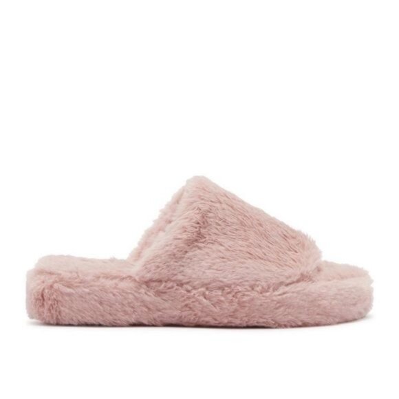 Womens Top Moda Fuzzy Open-Toe Pink Slippers Size 8 New In Box - Picture 3 of 10